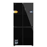 Cecotec Frigorífico 4 Puertas 436L Bolero CoolMarket 4D 436 Black Glass E. 183cm Alto y 83,6cm Ancho, Compresor Inverter Plus, Total No Frost, Alarma Puerta Abierta, Fast Cooling y Freezing