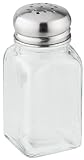 FACKELMANN Salero o pimentero cocina o mesa de cristal con tapa en acero inoxidable, capacidad de 75ml, 3,9x3,9x10cm, 1ud.
