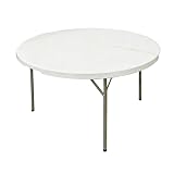 ADANITY Mesa Redonda Plegable 150 cm Blanca - Banquete Catering - Capacidad 6-8 Personas - Tablero HDPE Reforzado - Estructura Acero 25 mm - Bodas Restaurantes Eventos - Interior Exterior
