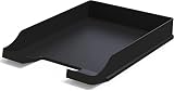 Detectalia Bandejas portadocumentos tamaño A4 Negro - Organizador Escritorio apilable - Bandeja plástico para Oficina - Archivador Papeles - Cestas de Correo - 35x25x5,2 cm