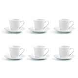 Quid Set de 6 Tazas Con Plato Renova Blanca de Porcelana 9cl