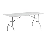 Mesa Catering Plegable Portátil Rectangular 180 cm Multiusos: Camping, Eventos en Espacios Exteriores o Interiores | Mesa Resina y Patas Acero | 4-6 Personas y Carga de 150kg
