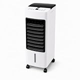 Ventilador Climatizador de Aire 4 en 1- Ventilador, Enfriador, Humidificador y Purificador - Mando a Distancia - Tamaño Medio 50 cm -Temporizador 12 h - Bajo Consumo - 2 Depósitos de Agua o Hielo