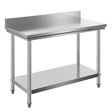 Mesa de trabajo con alzatina de Acero Inoxidable para Cocina 120x60x85 cm