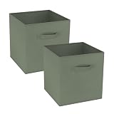 GREATOYAR Juego de Cajas de Almacenamiento, Cajas de Almacenamiento de Tela, Cubos de Almacenamiento Plegables, Cajas de Juguetes Plegables, Cajas Organización, 31x31x31cm, Verde Oscuro,2 Unidades
