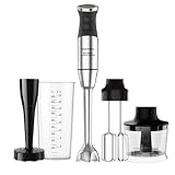 Taurus Batidora Electrica Profesional 1500w 4 en 1 y 20 Velocidades con Picador Varillas Electricas Set Liquidificador Alimentos y Hielo Cuchillas Acero Doble Efecto y Accesorios - Bapi 1500 Luxe XL