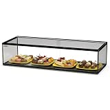 MBH - Vitrina Expositora Neutra de Sobremostrador 92x33 cm, Cristal Recto Templado, 1 Piso, sin Iluminación LED, Puertas Traseras Correderas, para Bar, Cafetería, Restaurante, Bollería y Repostería.