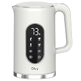 Olvy Hervidor Eléctrico 1.7L - Hervidor de Agua Acero Inoxidable, 2200W, Control de Temperatura, Función Mantener Caliente, Calienta Agua Eléctrico, Hervidores de Agua Eléctricos