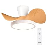 Ventilador de techo silencioso con luz LED 55W, gran volumen de aire
