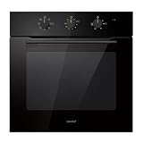 COMFEE' CBO60M80M1-BK Horno empotrable de 60 cm y 60 litros con 8 funciones, freidora de aire, cocción multifase, puerta extraíble, fácil limpieza, limpieza con vapor, color negro