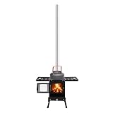 Estufa de tienda de campaña portátil estufa de leña estufa de camping estufa de camping estufa de leña plegable mini horno de emergencia estufa de tienda de campaña portátil chimenea con guantes para