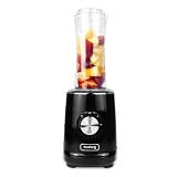 Huslog Batidora de Vaso 500W, 4 Cuchillas de Acero Inoxidable, Botella Blend & Go de 600 ml, 2 Velocidades + Función Pulso, Base Antideslizante, Protección contra Sobrecalentamiento, Negro