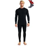 Merino.tech Conjunto Lana Merino Hombre - 100% Lana Merino con Calcetines (Medium, 320 Negro)