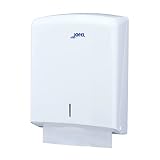 Jofel - Dispensador de Papel de Manos, Toallas Faciales, Dispensador de Papel Secamanos de Pared, hasta 600 Toallitas Zig-Zag, Higiénico, Carcasa ABS de Alta Resistencia, Azur AH33000, Blanco