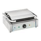 Royal Catering Plancha Grill De Contacto RCKG-2200-G (Acero inoxidable/hierro fundido esmaltado, Placa ondulada, 2200 W)