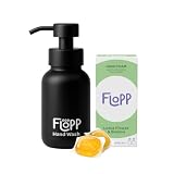 Flopp - Kit Inicial de Jabón de Manos Espuma Sostenible – Incluye Botella de Cristal Negro Reutilizable de 250ml y Recarga de 2 Cápsulas Solubles, Fragancia Lotus Flower, Ecológico e Hidratante