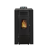 STUFE A PELLET ITALIA Qubo 9 KW WiFi – Estufa de aire ventilada, eficiencia 91%, calienta 80 m², autonomía 21 h, programable, diseño compacto, 5 velocidades y potencias, color negro