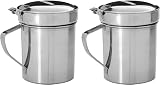 CUPERINOX Aceiteras para Aceite Usado | Grasera Acero Inoxidable 550ML con Filtro Metálico | Recipiente para Aceite Usado de Cocina y Grasa | Grasera Cocina Metálica 550ML 2Uds Metálico