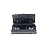 Melchioni Family | Hornillo de Gas 2 Fuegos Negro MINERVA 2 – Compacto, Potente y Perfecto para Camping y Outdoor