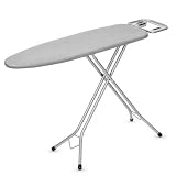 Tabla de Planchar Grande y Plegable con Altura Regulable Desde 70 a 90cm | 132x30cm | Estructura metálica | Soporte de Plancha Antideslizante | Funda rellena de algodón Resistente al Calor | Ligera