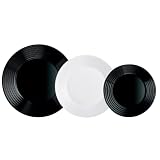 Luminarc Harena N&b Vajilla Vidrio 18 Piezas-6 Personas Blanco Y Negro