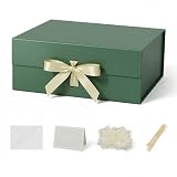 Caja de regalo grande verde con tapa 32x28x13,5 cm, caja para regalo Empaque cumpleaños, caja de zapatos al por mayor, Navidad Incluye relleno de papel triturado, tarjeta de sobre y cinta