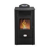Stufe a Pellet Italia Srl - Estufa de pellets California, 8 Kw, estufa de pellet, ventilada, calienta hasta 60 m², 5 niveles de potencia, 5 velocidades de ventilación, programable, color negro