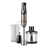 BLACK+DECKER BXHBA1000E - Batidora de mano eléctrica multifunción 3 en 1 | 1000W | 20 velocidades + Turbo | Antisalpicaduras | Vaso medidor | Bol picador | Varilla batidora | Negro e inox antihuellas