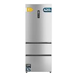 Cecotec Frigorífico Puerta Francesa Total No Frost Bolero CoolMarket FD 420 Inox E, Extra Capacidad Max 420L, Alto 186 cm y 70 cm Ancho, Compresor Inverter, ATT Antibacterias