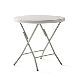 KG KITGARDEN - Mesa Plegable Portátil Multifuncional, Ø80x74cm, Redonda, Blanco