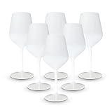 BRYNA - Set 6 Piezas Vasos Copa Vino 33 Cl en Policarbonato (Plástico Rígido), 100% Diseño Italiano, Vasos Irrompibles, Copas Vino Reutilizables y Lavables en Lavavajillas, Blanco