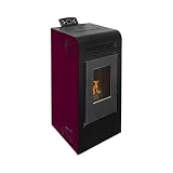 EIDER BIOMASA Estufa de Pellets POWER 9 PLUS – 7,92 kW (máx. 8,74 kW) – Rendimiento 94% – Hasta 210 m³ – Tolva 15 kg – Programable WiFi – Encendido Rápido – Clase A++ – Burdeos