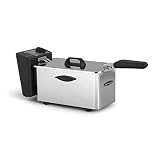 Orbegozo FDR 25 Freidora Compacta de Acero Inoxidable Capacidad 2.5 L Potencia 2000W Cubeta Extraíble Apta Lavavajillas Termostato Regulable 200°C Sistema de Seguridad