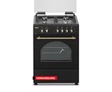 Corberó - Cocina de Gas Butano Excellence 60cm | CCSF6022NR | 4 Fuegos | Horno 55L con puerta triple cristal| Función Ruste pollos | Tapa Fogones Cristal| Wok con Quemado| Negro Rústica