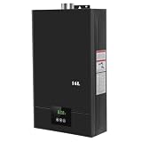 Calentador de agua a gas natural de 16 l con modo invierno y verano, caldera de gas natural, diseño portátil, sin depósito de acumulación, con pantalla digital