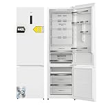 VOK Frigorífico Combi No Frost 442L en 198.5cm - Clase D, Compresor Inverter 37dB 224kWh, Smart Fresh Zone, Display en Puerta, Blanco, EVR-442NDWCP