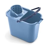 Mery | Cubo Rectangular con Escurridor | Cubo para Fregona | Polipropileno | 12L | Azul | Medidas: 23x37x29 cm