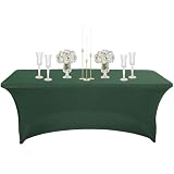Mantel Mesa Rectangular de Spandex Elastico,6 Pies Verde Oscuro Mantel Antimanchas Impermeable Duradero Lavable,para Cubre Mesas Bodas Bares Artesanías Exposiciones,Comedor,Cocina,Fiestas Cumpleaños