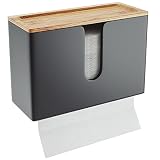 Dispensador de Toallas de Madera de Bambú para Pared o Mesa - para Papel Secamanos Zig Zag Plegadas en C, en Z e Intercaladas