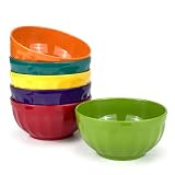 Yalin Juego de cuencos de melamina, 6 pulgadas, 100% melamina, cuencos para cereales, sopa/ensalada, 28 onzas, juego de 6 en 6 colores surtidos, a prueba de roturas y apto para lavavajillas, sin BPA