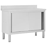 vidaXL Mesa de Trabajo Puertas correderas Acero INOX 120x50x(95-97) cm