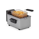 Tristar Freidora de Acero Inoxidable, 3L de Capacidad, Termostato Regulable hasta 190°C, Zona Fría, Partes Aptas Lavavajillas, Carcasa Fría al Tacto, FR-9326