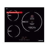 Corberó - Placa de Inducción | CCIG9322 | 3 Zonas | Potencia 6000W | Touch Control | 1 Booster | Zona Grande 30cm | Placa con Temporizador 99 Min | Desconexión y Bloqueo de Seguridad | Negro