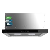 Cecotec Campana Extractora Telescópica 60cm Flux TLT 605500 Glass Black A++. Motor 70W, Bajo Consumo, Frontal Vidrio Blanco, Potencia Succión 550m3/h, Control Táctil y Gestos, Filtro de Carbono
