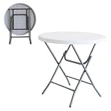 LOLAhome Mesa Plegable de diámetro 80 cm, Acero Anticorrosión y HDPE
