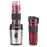 H.Koenig Mini batidora de vaso 570mL SMOO9-300W, 4 cuchillas de acero inoxidable, sin BPA, 2 botellas portátiles de viaje, batidos y smoothies