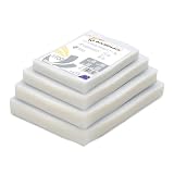 Bolsas de Vacío Gofradas COMBO HOGAR 4 tamaños: 15x20 cm, 17x25 cm, 20x20 cm, 20x30 cm, 25 uds. cada tamaño, para alimentos, sin BPA y compatible con todo tipo tipo de envasadora al vacío