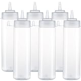 HR Hogar - Botella de Salsas Exprimible - 6 Piezas de 250 mL - Hecho en España - Dispensadores Reutilizables y Reciclables - Sin BPA, Tapón Antifugas para Salsas y Condimentos (Transparente)