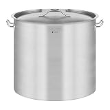 Royal Catering Olla De Inducción Cacerola Profesional RCST-50E (Con Tapadera, Acero Inoxidable, Bordes Antigoteo, Fondo de 5.2 mm, 48 Litros)