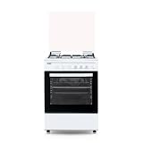 Svan Cocina Gas Butano 4 Zonas de Cocción, Horno 59 L, Blanco SKG4601. Control Manual, 2 Programas de Cocción, Cristal en Puerta de Doble Capa, Tapa Abatible
